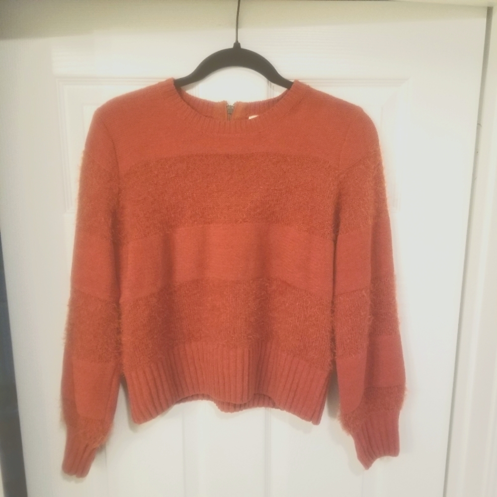 Hippie Rose Brunt Orange Cropped Sweater Size S